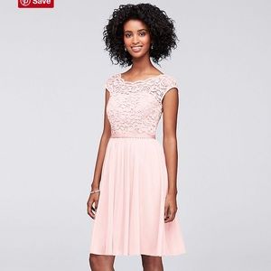 David’s Bridal Short Lace Dress Petal
